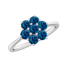 1.25 CT Round Shape London Blue Topaz Cluster Flower Ring London Blue Topaz - ( AAA ) - Quality - Rosec Jewels