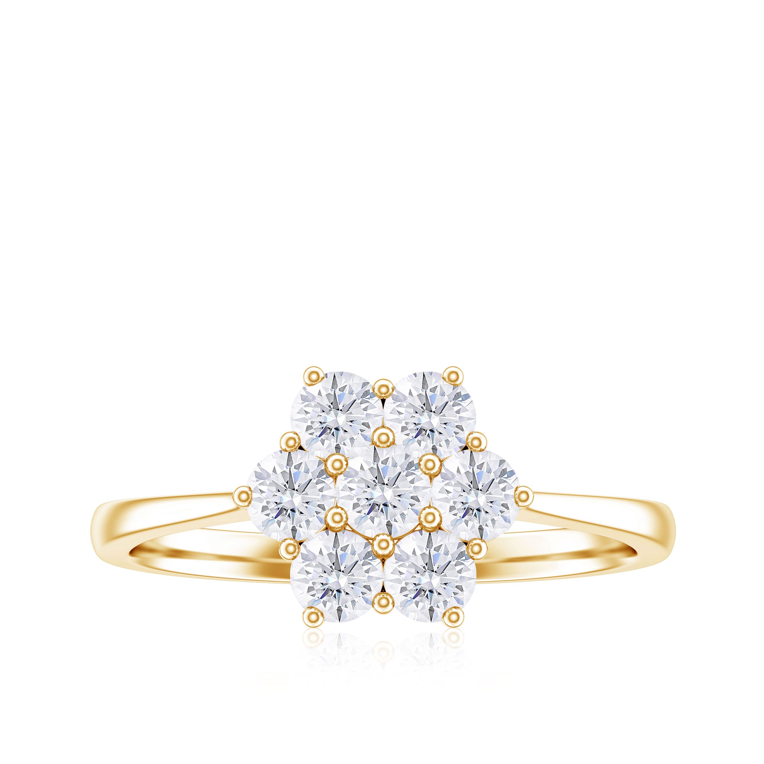 1 CT Round Shape Diamond Cluster Flower Ring Diamond - ( HI-SI ) - Color and Clarity - Rosec Jewels