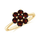 1 CT Round Shape Garnet Cluster Flower Ring Garnet - ( AAA ) - Quality - Rosec Jewels