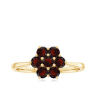 1 CT Round Shape Garnet Cluster Flower Ring Garnet - ( AAA ) - Quality - Rosec Jewels