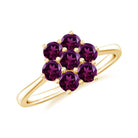 1 CT Round Shape Rhodolite Cluster Flower Ring Rhodolite - ( AAA ) - Quality - Rosec Jewels