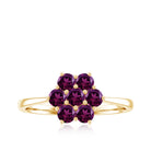 1 CT Round Shape Rhodolite Cluster Flower Ring Rhodolite - ( AAA ) - Quality - Rosec Jewels