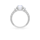 Octagon Cut Moonstone Engagement Ring with Moissanite Moonstone - ( AAA ) - Quality - Rosec Jewels