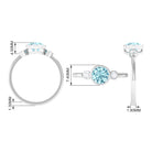 Bezel Set Aquamarine Solitaire Engagement Ring with Diamond Aquamarine - ( AAA ) - Quality - Rosec Jewels