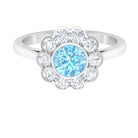 Floral Inspired Engagement Ring with Aquamarine and Diamond Aquamarine - ( AAA ) - Quality - Rosec Jewels