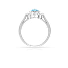 Floral Inspired Engagement Ring with Aquamarine and Diamond Aquamarine - ( AAA ) - Quality - Rosec Jewels