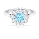 Floral Inspired Engagement Ring with Aquamarine and Diamond Aquamarine - ( AAA ) - Quality - Rosec Jewels