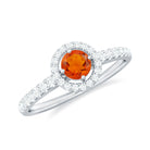 0.75 CT Fire Opal and Diamond Halo Engagement Ring Fire Opal - ( AAA ) - Quality - Rosec Jewels