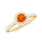 0.75 CT Fire Opal and Diamond Halo Engagement Ring Fire Opal - ( AAA ) - Quality - Rosec Jewels