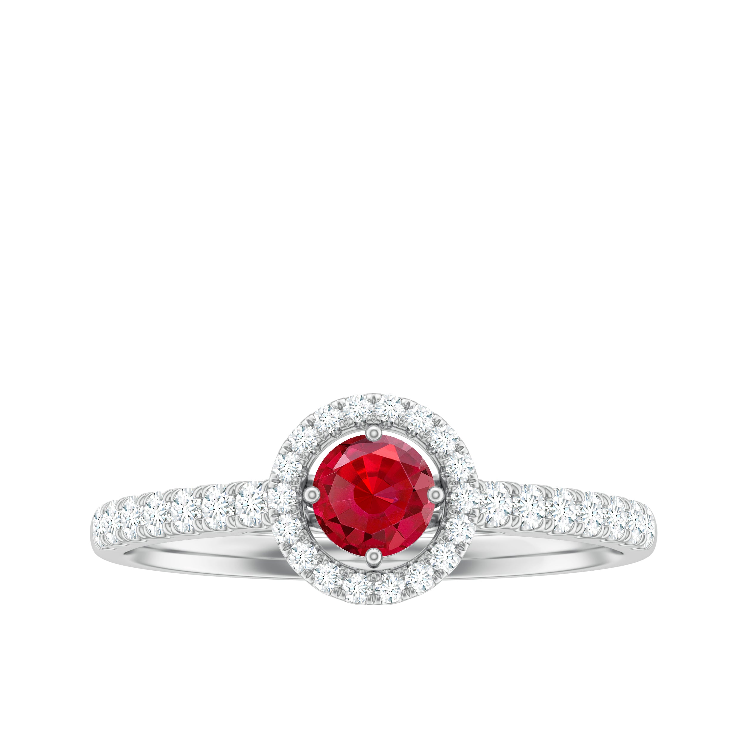 Lab-Created Ruby and Diamond Engagement Ring Lab Created Ruby - ( AAAA ) - Quality - Rosec Jewels