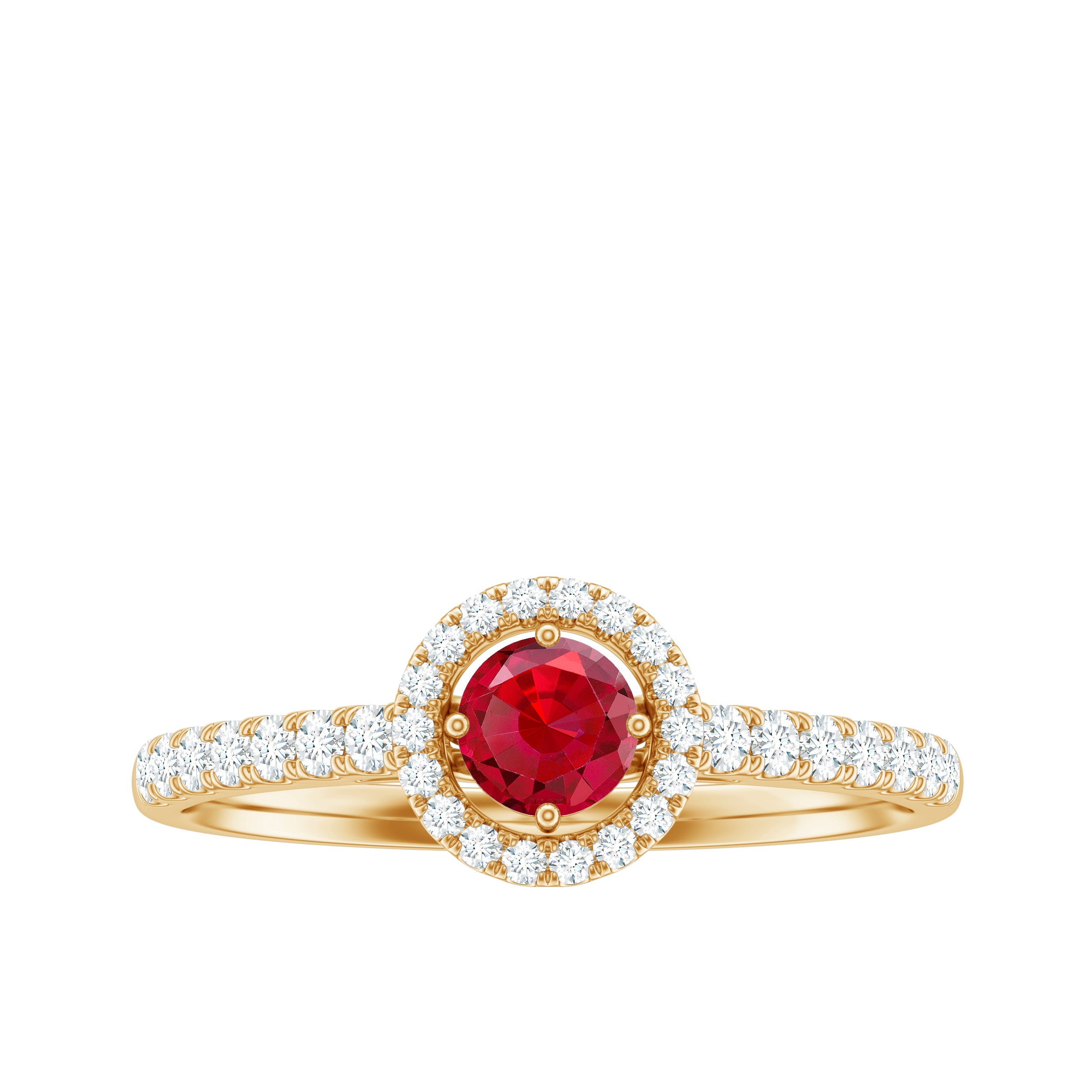 Lab-Created Ruby and Diamond Engagement Ring Lab Created Ruby - ( AAAA ) - Quality - Rosec Jewels