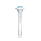 3/4 Carat Round Aquamarine and Diamond Halo Promise Ring Aquamarine - ( AAA ) - Quality - Rosec Jewels