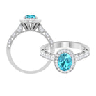 2 CT Swiss Blue Topaz and Diamond Engagement Ring with Milgrain Details Swiss Blue Topaz - ( AAA ) - Quality - Rosec Jewels