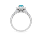 2 CT Swiss Blue Topaz and Diamond Engagement Ring with Milgrain Details Swiss Blue Topaz - ( AAA ) - Quality - Rosec Jewels