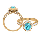 2 CT Swiss Blue Topaz and Diamond Engagement Ring with Milgrain Details Swiss Blue Topaz - ( AAA ) - Quality - Rosec Jewels