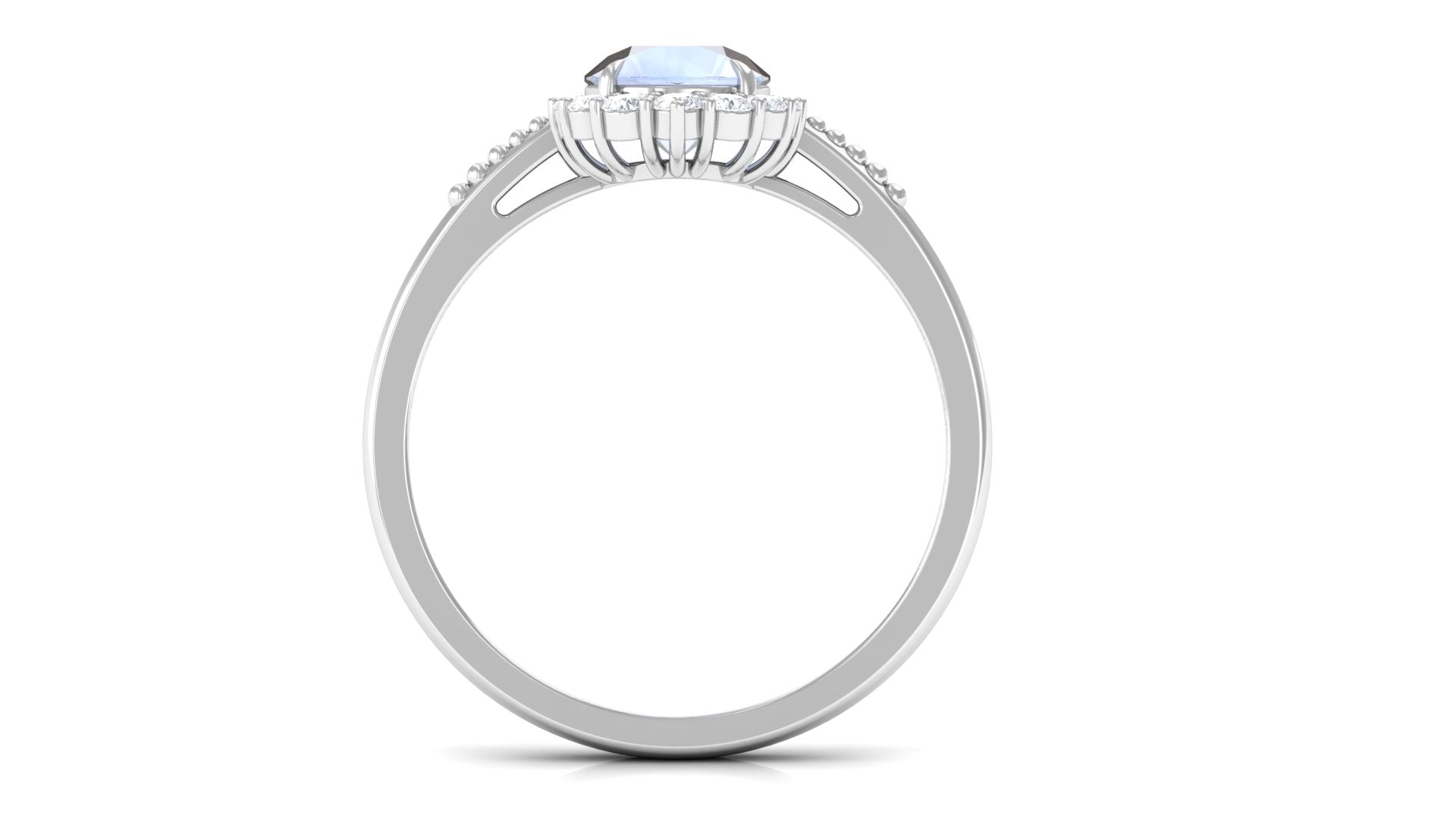 3/4 CT Natural Moonstone Engagement Ring with Diamond Accent Moonstone - ( AAA ) - Quality - Rosec Jewels