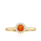 Natural Fire Opal Promise Ring with Diamond Halo Fire Opal - ( AAA ) - Quality - Rosec Jewels