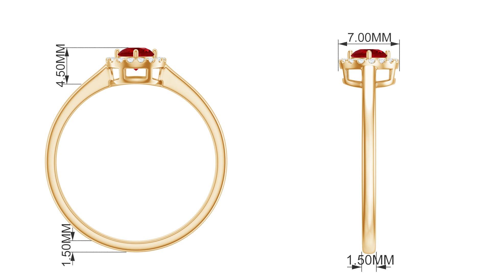 Elegant Lab Grown Ruby Promise Ring with Diamond Halo Lab Created Ruby - ( AAAA ) - Quality - Rosec Jewels