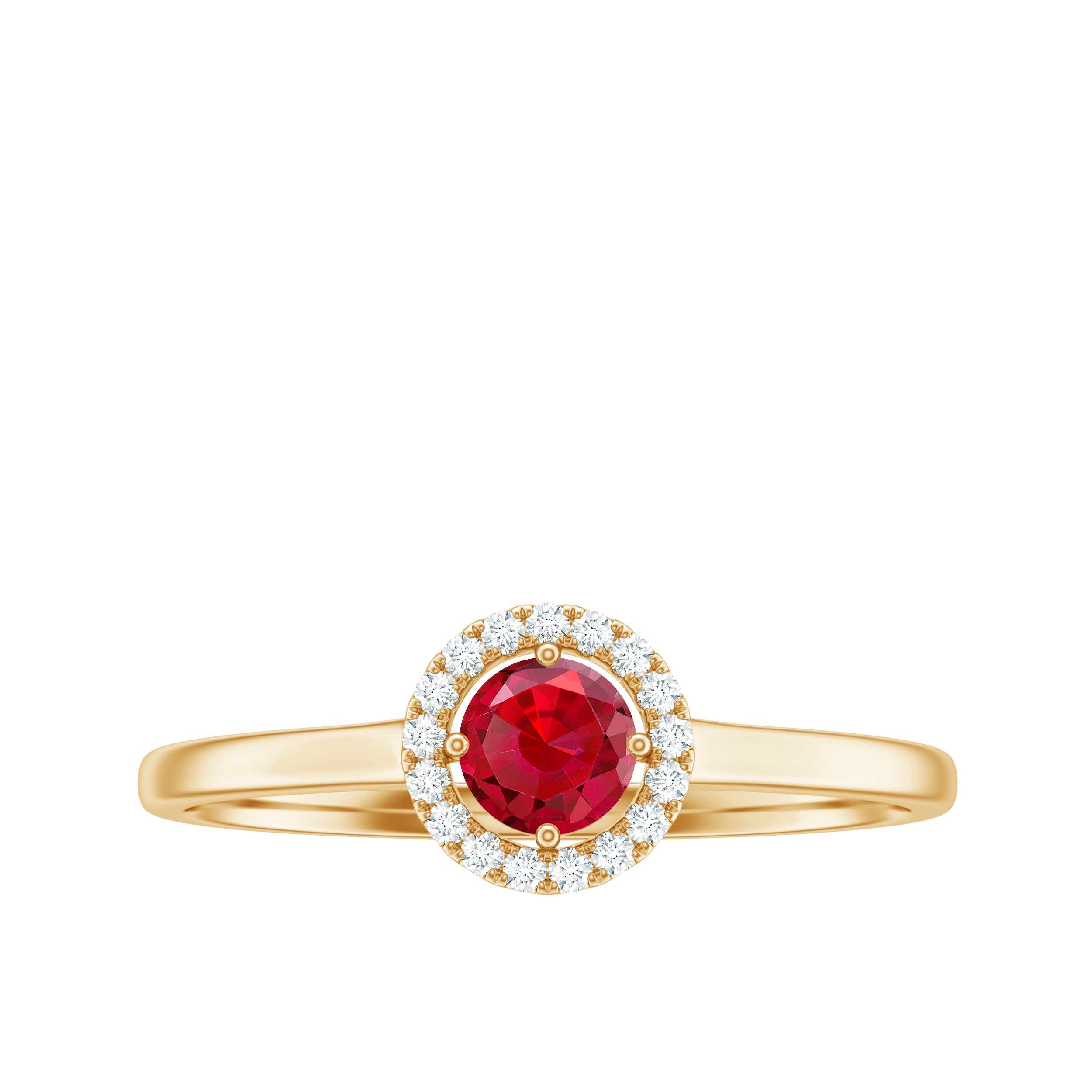 Elegant Lab Grown Ruby Promise Ring with Diamond Halo Lab Created Ruby - ( AAAA ) - Quality - Rosec Jewels