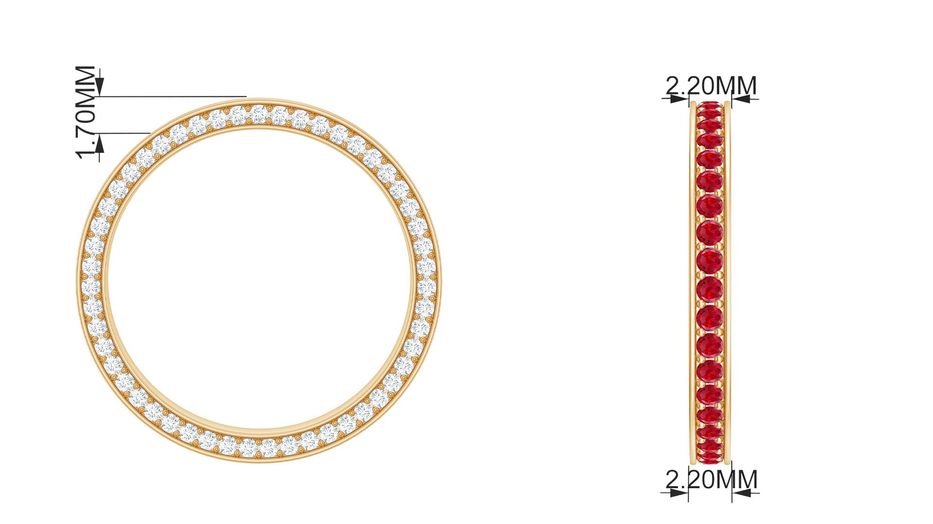 1 CT Lab-Created Ruby Eternity Band Ring with Moissanite Lab Created Ruby - ( AAAA ) - Quality - Rosec Jewels