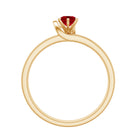 Created Ruby Solitaire Band Ring with Diamond Lab Created Ruby - ( AAAA ) - Quality - Rosec Jewels