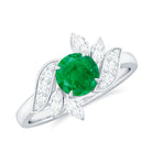 1.25 CT Vintage Emerald Floral Engagement Ring with Moissanite Accent Emerald - ( AAA ) - Quality - Rosec Jewels