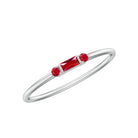 Baguette and Round Created Ruby Minimal Promise Ring Lab Created Ruby - ( AAAA ) - Quality - Rosec Jewels