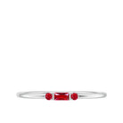 Baguette and Round Created Ruby Minimal Promise Ring Lab Created Ruby - ( AAAA ) - Quality - Rosec Jewels