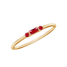 Baguette and Round Created Ruby Minimal Promise Ring Lab Created Ruby - ( AAAA ) - Quality - Rosec Jewels