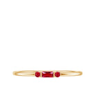 Baguette and Round Created Ruby Minimal Promise Ring Lab Created Ruby - ( AAAA ) - Quality - Rosec Jewels