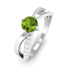 1/2 CT Peridot Solitaire and Diamond Infinity Ring Peridot - ( AAA ) - Quality - Rosec Jewels