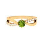 1/2 CT Peridot Solitaire and Diamond Infinity Ring Peridot - ( AAA ) - Quality - Rosec Jewels