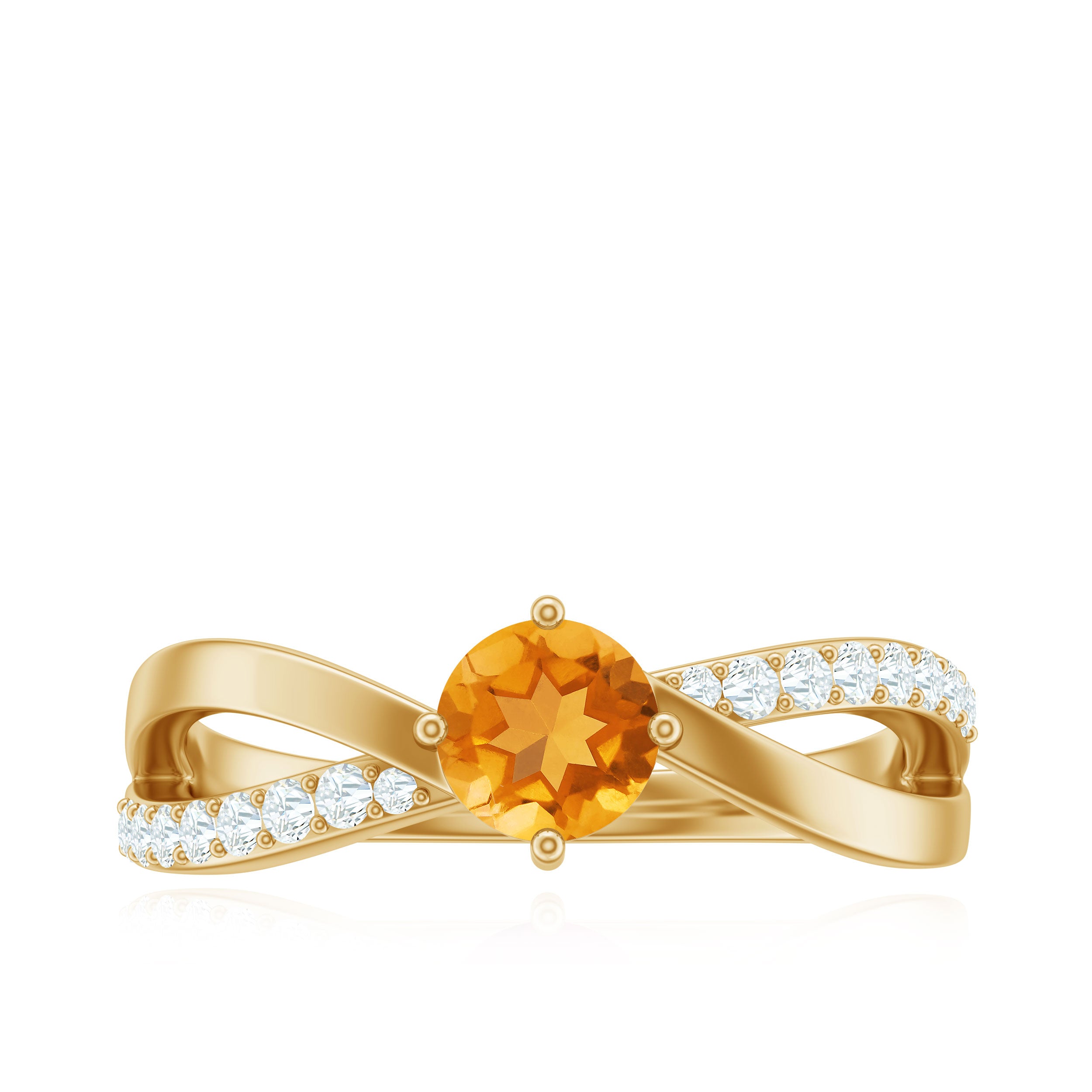 1/2 CT Citrine Solitaire and Diamond Infinity Ring Citrine - ( AAA ) - Quality - Rosec Jewels