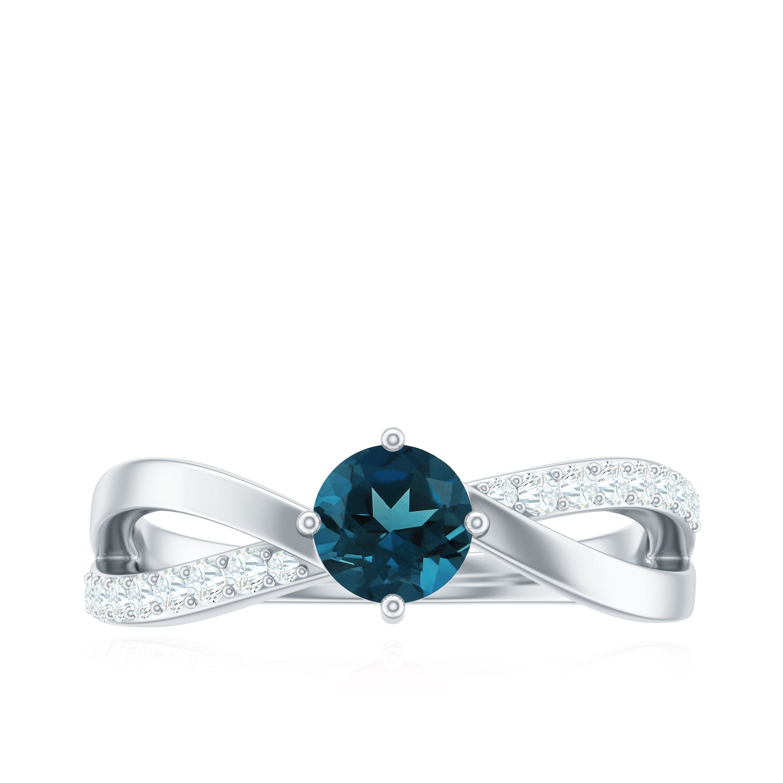 3/4 CT London Blue Topaz Solitaire and Diamond Infinity Ring London Blue Topaz - ( AAA ) - Quality - Rosec Jewels