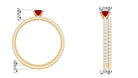 Created Ruby Minimal Wedding Ring Set with Diamond Lab Created Ruby - ( AAAA ) - Quality - Rosec Jewels