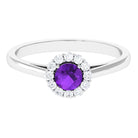 1 CT Amethyst and Diamond Floating Halo Engagement Ring Amethyst - ( AAA ) - Quality - Rosec Jewels