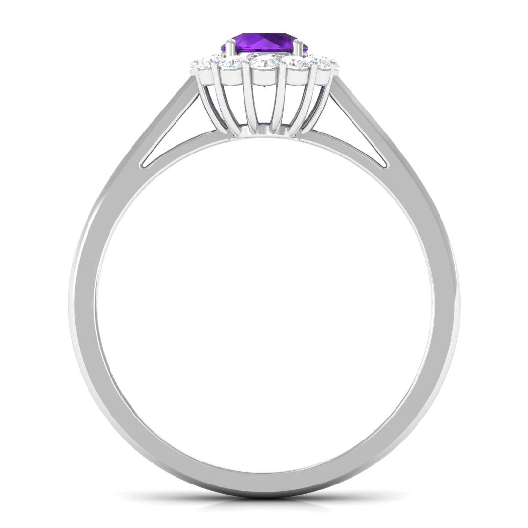 1 CT Amethyst and Diamond Floating Halo Engagement Ring Amethyst - ( AAA ) - Quality - Rosec Jewels