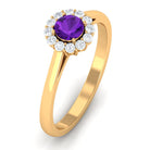 1 CT Amethyst and Diamond Floating Halo Engagement Ring Amethyst - ( AAA ) - Quality - Rosec Jewels