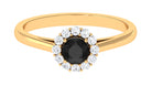 1 CT Black Spinel and Diamond Floating Halo Engagement Ring Black Spinel - ( AAA ) - Quality - Rosec Jewels