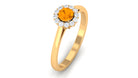 1 CT Fire Opal and Diamond Floating Halo Engagement Ring Fire Opal - ( AAA ) - Quality - Rosec Jewels