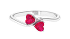 1 CT Heart Ruby Two Stone Promise Ring Ruby - ( AAA ) - Quality - Rosec Jewels