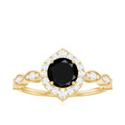 Vintage Style Black Diamond Engagement Ring with Moissanite Black Diamond - ( AAA ) - Quality - Rosec Jewels