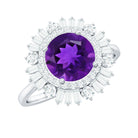 Amethyst and Moissanite Double Halo Cocktail Engagement Ring Amethyst - ( AAA ) - Quality - Rosec Jewels