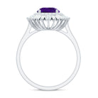 Amethyst and Moissanite Double Halo Cocktail Engagement Ring Amethyst - ( AAA ) - Quality - Rosec Jewels