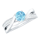 Round Aquamarine and Diamond Infinity Engagement Ring Aquamarine - ( AAA ) - Quality - Rosec Jewels