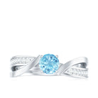 Round Aquamarine and Diamond Infinity Engagement Ring Aquamarine - ( AAA ) - Quality - Rosec Jewels