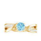 Round Aquamarine and Diamond Infinity Engagement Ring Aquamarine - ( AAA ) - Quality - Rosec Jewels