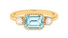 2 CT East West Aquamarine Engagement Ring with Diamond Aquamarine - ( AAA ) - Quality - Rosec Jewels