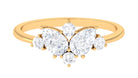 Pear and Round Moissanite Cluster Promise Ring in Gold Moissanite - ( D-VS1 ) - Color and Clarity - Rosec Jewels