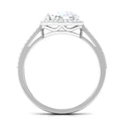 East West Halo Engagement Ring with Oval Moissanite Moissanite - ( D-VS1 ) - Color and Clarity - Rosec Jewels